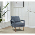 Soft Cushion Blue Chenille Upholstered Armchair - 25.98" Height