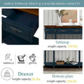 52-Inch Half Moon Circular Sofa Table with Open Shelf and Dual Drawers