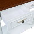 52-Inch Half Moon Circular Sofa Table with Open Shelf and Dual Drawers