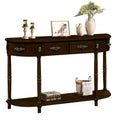 52-Inch Half Moon Circular Sofa Table with Open Shelf and Dual Drawers