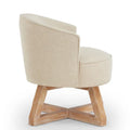 Contemporary 27-Inch Beige Linen Swivel Barrel Chair