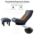 Navy Armless Swivel Recliner with Ottoman Set - Adjustable Headrest and Backrest