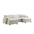 Beige 5-Piece U-Shaped Corduroy Modular Sectional Sofa Set with 2 Ottomans
