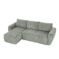 Grey 105.2" Corduroy L-Shaped Convertible Sleeper Sectional with Storage Compartment
