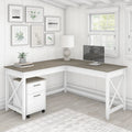 Bush Furniture Key West 60-Inch L-Shaped Desk with Rolling File Cabinet