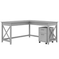 Bush Furniture Key West 60-Inch L-Shaped Desk with Rolling File Cabinet