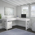 Bush Furniture Key West 60-Inch L-Shaped Desk with Rolling File Cabinet