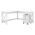Bush Furniture Key West 60-Inch L-Shaped Desk with Rolling File Cabinet