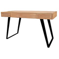 54-Inch Solid Wood Writing Desk in Natural and Black Mango Finish with Three Drawers