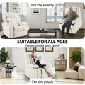 Elevated Recliner Chair for Seniors - Fabric Lift Chair with Extended Footrest, Dual Cup Holders, Side Pockets, and Remote Control