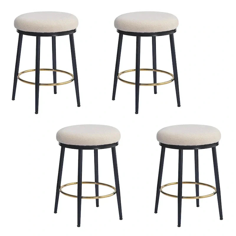 Set of 4 Altrium Contemporary Backless Counter Stools with Upholstered Seats and Iron Frames - 24.75-Inch Height by Christopher Knight Home