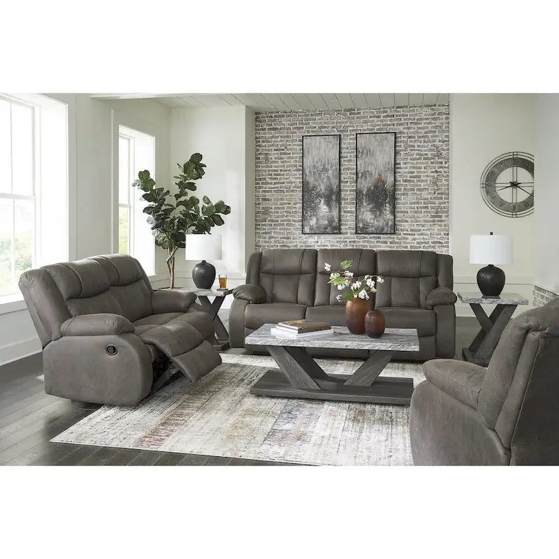 Signature Design by Ashley First Base Gray 3-Piece Upholstery Set - Dimensions: 86W x 40D x 41H