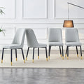 Contemporary Set of 4 Faux Leather Dining Chairs with Cushioned Backrests and Metal Legs – Ideal for Dining Rooms, Living Rooms, and Bedrooms