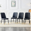 Contemporary Set of 4 Faux Leather Dining Chairs with Cushioned Backrests and Metal Legs – Ideal for Dining Rooms, Living Rooms, and Bedrooms