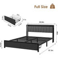 Industrial Black Bed Frame with Storage Headboard, Featuring 2 Spacious Drawers and Built-in Charging Station