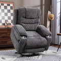 Plush Chenille Power Lift Recliner with Extended Footrest, Lift Assist, Heat & Massage Features, USB/Type C Charging, and Storage