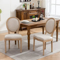 Set of 2 French Oval Back Dining Chairs - Elegant Retro Design with Solid Wood Frame