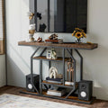47.24-Inch Rustic Long Console Table with 4-Tier Shelves - Ideal for Entryway or Behind Couch Storage