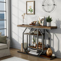 47.24-Inch Rustic Long Console Table with 4-Tier Shelves - Ideal for Entryway or Behind Couch Storage
