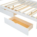 White Queen Size Rattan Bed with Trundle and Dual Storage Drawers