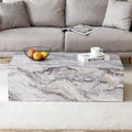 Contemporary Rectangular Coffee Table with Sturdy Base and Imitation Marble Finish for Living Room
