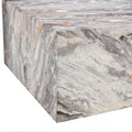 Contemporary Rectangular Coffee Table with Sturdy Base and Imitation Marble Finish for Living Room