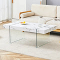 Rectangular Coffee Table with Tempered Glass Legs - Wooden Side and Center Tables for Living Room and Reception Area