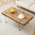 Rectangular Coffee Table with Tempered Glass Legs - Wooden Side and Center Tables for Living Room and Reception Area