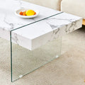 Rectangular Coffee Table with Tempered Glass Legs - Wooden Side and Center Tables for Living Room and Reception Area