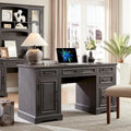 58-Inch Large Office Desk with Drawers and Embossed Texture