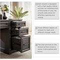 58-Inch Large Office Desk with Drawers and Embossed Texture