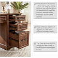 58-Inch Large Office Desk with Drawers and Embossed Texture