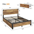 Metal Bed Frame with Wooden Headboard and 4 Storage Drawers