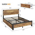 Metal Bed Frame with Wooden Headboard and 4 Storage Drawers