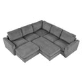 Corduroy Modular Sectional Sofa Bed with Recliner and 2 Movable Ottomans – Perfect for Living Rooms