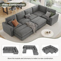 Corduroy Modular Sectional Sofa Bed with Recliner and 2 Movable Ottomans – Perfect for Living Rooms