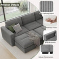 Corduroy Modular Sectional Sofa Bed with Recliner and 2 Movable Ottomans – Perfect for Living Rooms