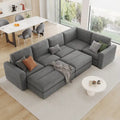 Corduroy Modular Sectional Sofa Bed with Recliner and 2 Movable Ottomans – Perfect for Living Rooms