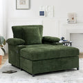 Chenille Oversized Chair Set with Ottoman and USB Charging Port