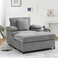 Chenille Oversized Chair Set with Ottoman and USB Charging Port