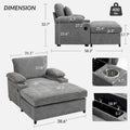 Chenille Oversized Chair Set with Ottoman and USB Charging Port