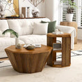 Set of 2 Octagonal Rubber Wood Coffee Tables - 31.5 Inches