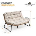 3-Piece Outdoor Cushioned Papasan Chair Set: Double Loveseat with Two Single Chairs - See Image