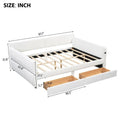 Upholstered Queen Size Daybed Sofa Bed with USB Ports and 2 Drawers - Vertical Stripes Recliner Loveseat Chaise Lounge