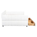 Upholstered Queen Size Daybed Sofa Bed with USB Ports and 2 Drawers - Vertical Stripes Recliner Loveseat Chaise Lounge