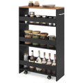 Costway 4-Tier Slim Rolling Kitchen Cart with Wheels - 8 Storage Compartments