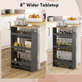 Costway 4-Tier Slim Rolling Kitchen Cart with Wheels - 8 Storage Compartments
