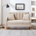 Contemporary Velvet Tufted Loveseat for Small Living Spaces - Beige Upholstered Sofa