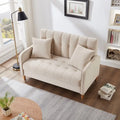 Contemporary Velvet Tufted Loveseat for Small Living Spaces - Beige Upholstered Sofa