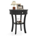 Costway Round 2-Tier Side Table - Versatile Nightstand for Bedroom and Living Room